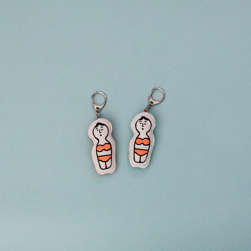 色気ごけし 両面刺繍のキーリング